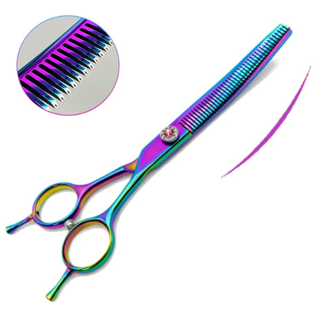 Colorful 7" Curved Thinning Shears for Dog Grooming Scissors