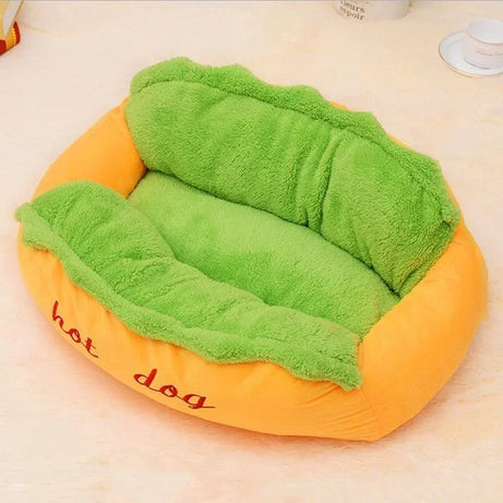Soft Pet Bed Hot Dog House – Warm, Washable, for Cats & Dogs