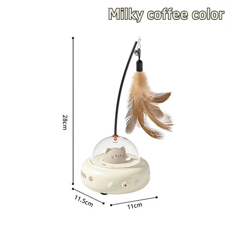 Smart Electric UFO Cat Teaser Toy w/ Bell & Feather
