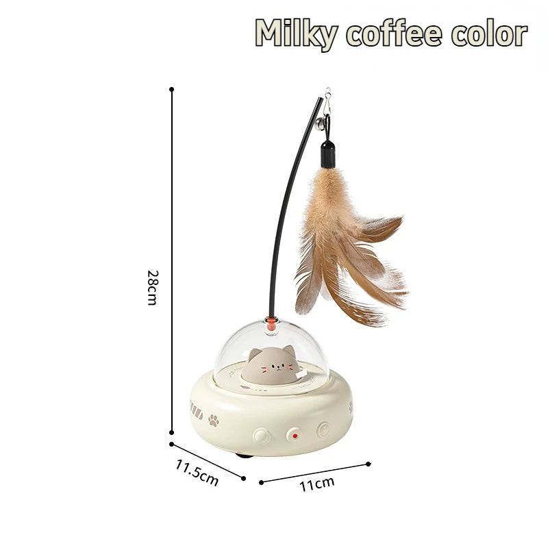 Smart Electric UFO Cat Teaser Toy w/ Bell & Feather