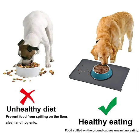 Non-Slip Waterproof Silicone Pet Food Mat, High-Lipped, Non-Stick