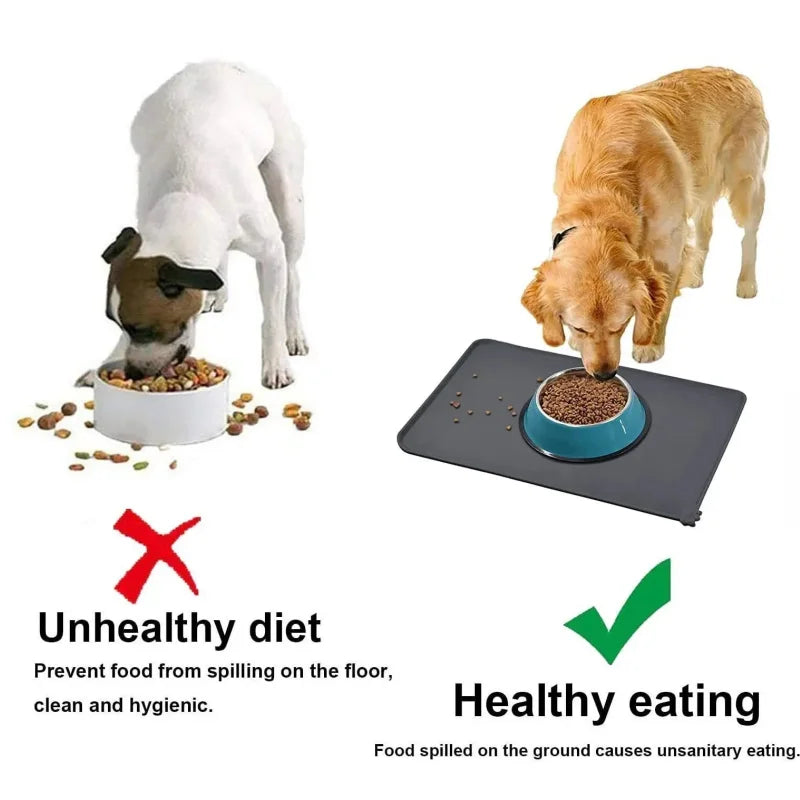 Non-Slip Waterproof Silicone Pet Food Mat, High-Lipped, Non-Stick