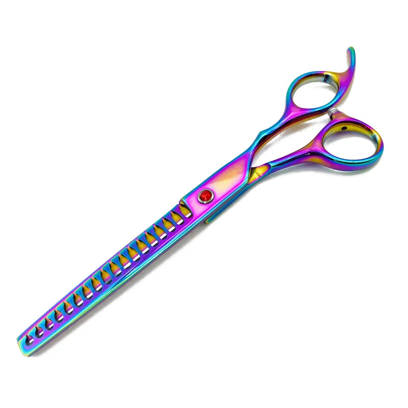 Colorful 7" Curved Thinning Shears for Dog Grooming Scissors