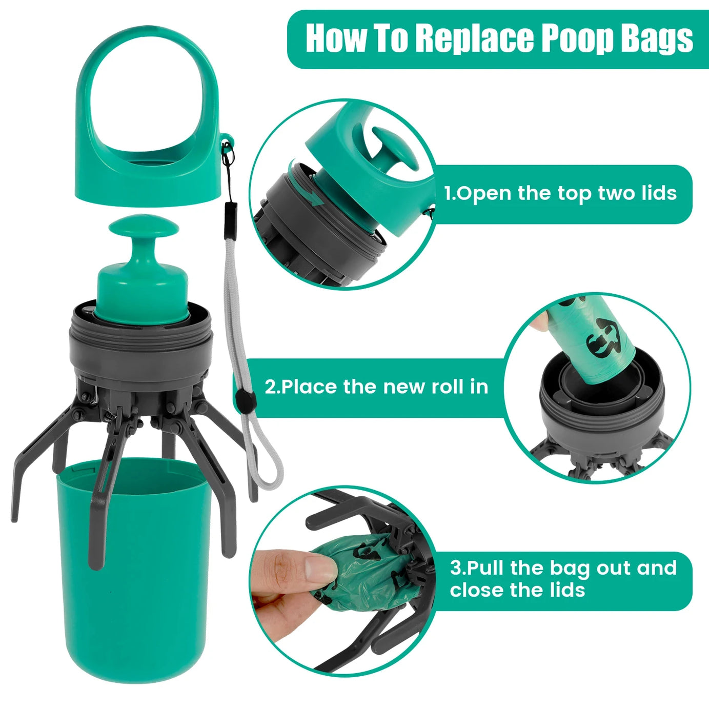 Portable Six-Claw Pet Poop Picker