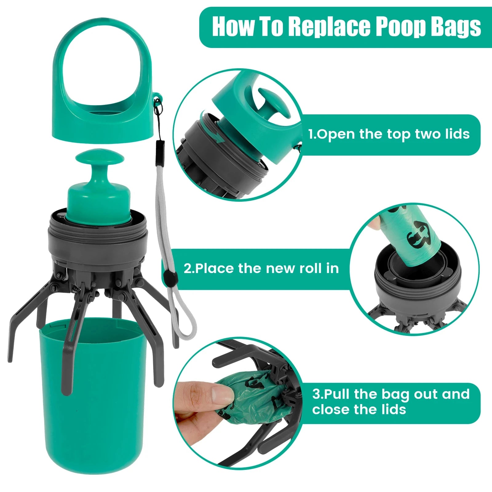 Portable Six-Claw Pet Poop Picker