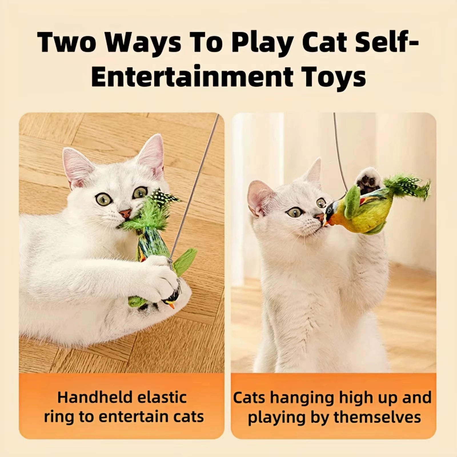 Interactive Cat Toy with Bird Sound & Catnip for Kittens