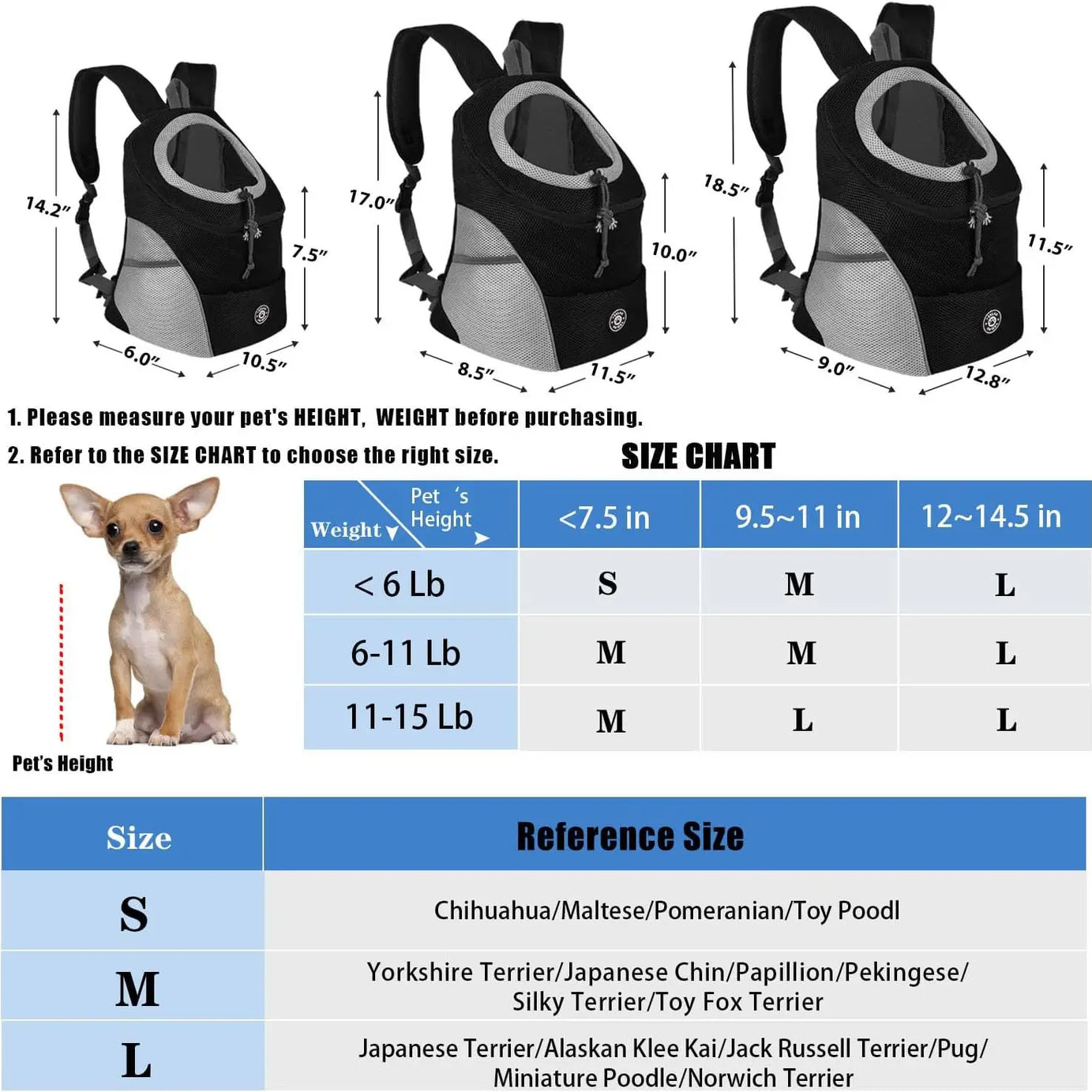 Portable Pet Backpack Double Shoulder Dog Carrier for Outdoor Travel