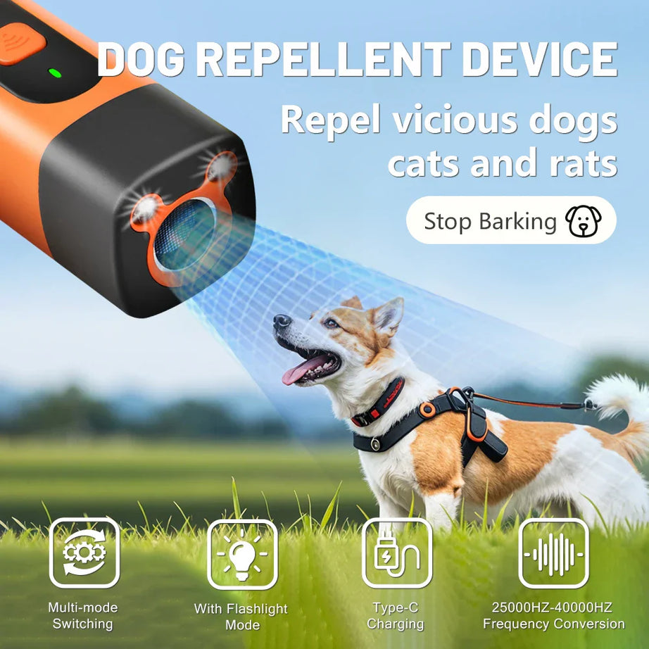 Rechargeable Dog Bark Deterrent | 25Khz Sonic Repeller | 50Ft