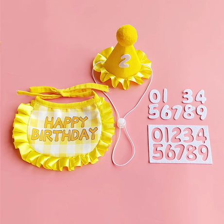 Pet Birthday Hat & Bib Set – Cute Costume for Cats & Dogs