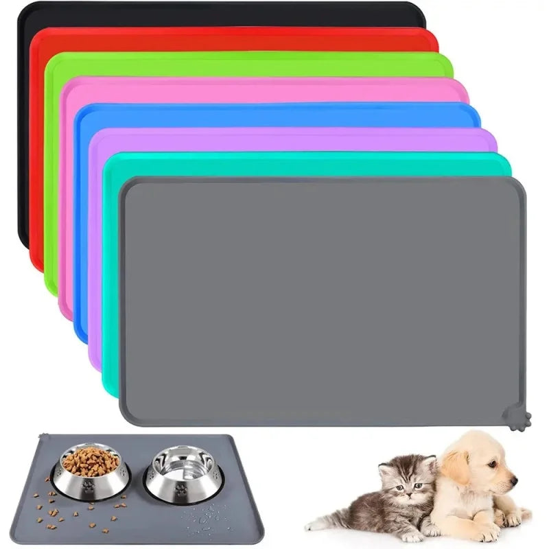 Non-Slip Waterproof Silicone Pet Food Mat, High-Lipped, Non-Stick