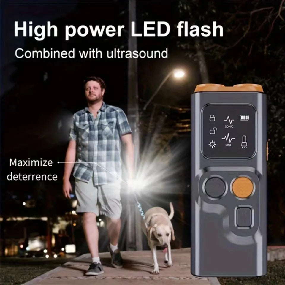 Rechargeable Ultrasonic Dog Repeller & Trainer with LED Light