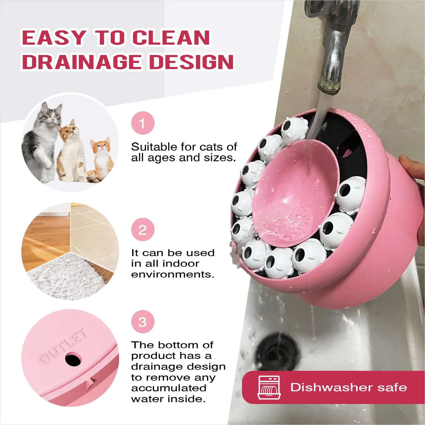 Raised Cat Dog Slow Feeder Bowl, Non-Slip Rotating Puzzle Dish