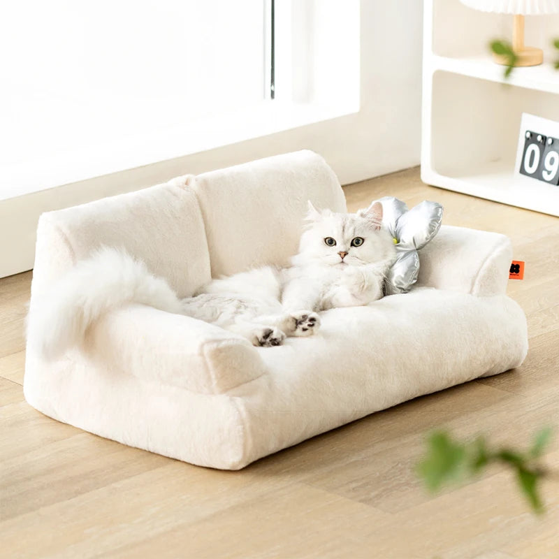 Luxury Fluffy Soft Cat Bed Sofa Nest | Pet Lounger & Kennel