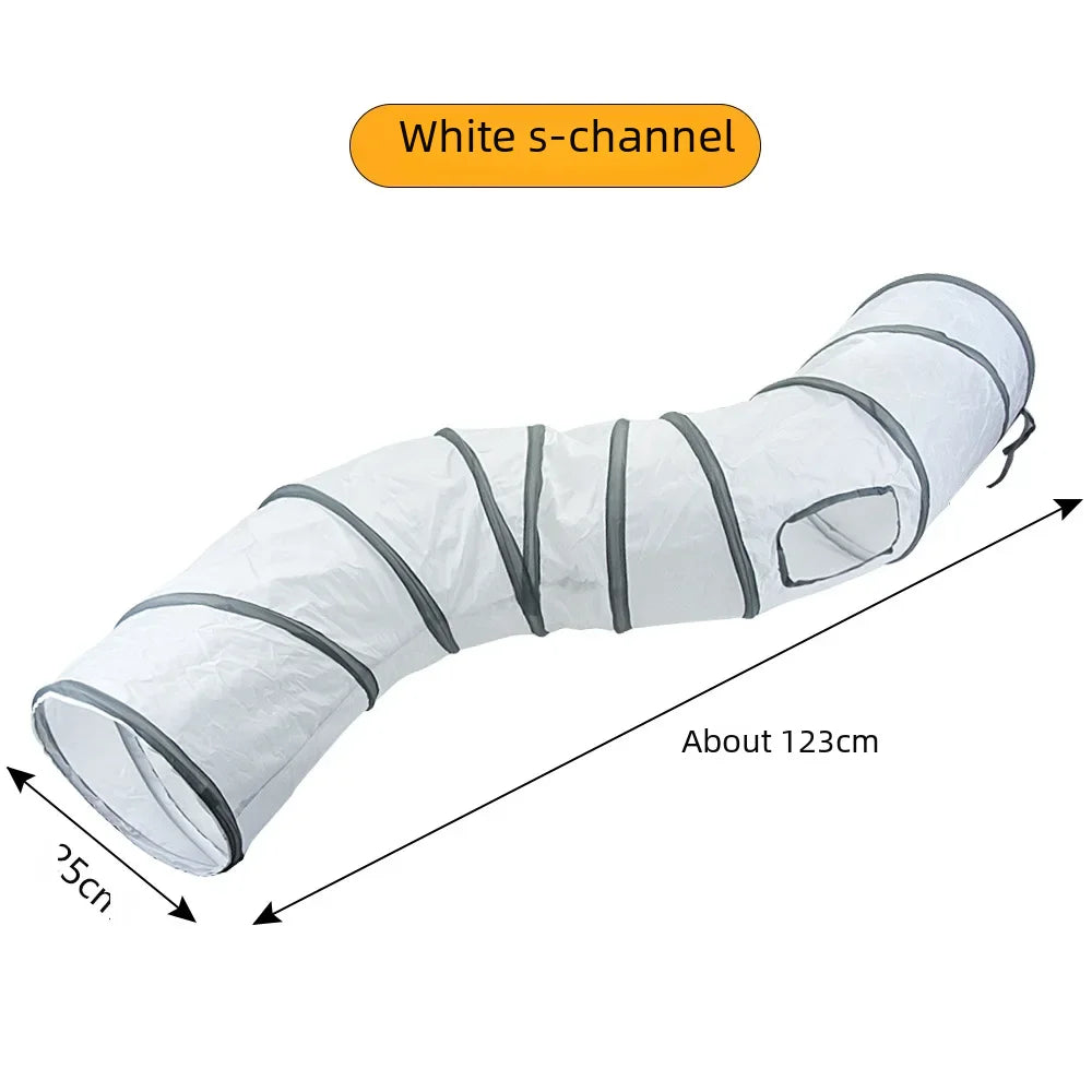 White Cat Tunnel Toy - Interactive Dragon Playground for Cats