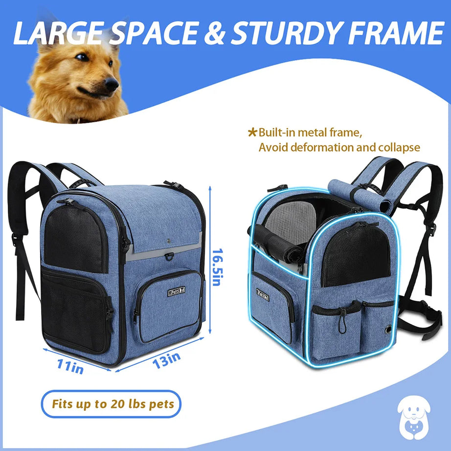 Double Shoulder Dog Carrier Backpack – Sturdy, Breathable, and Foldable