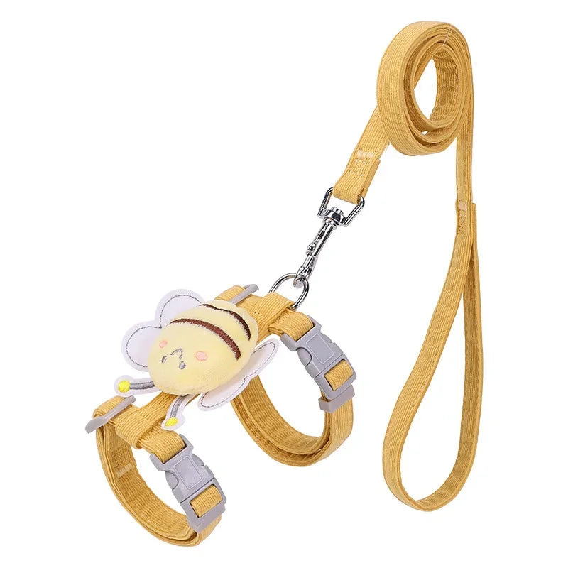 Cartoon Bee Pet Harness Leash Set for Small/Medium Dogs/ Cats