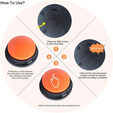 Dog Training Voice Button – 30s Recordable Pet Communication