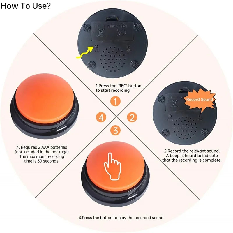 Dog Training Voice Button – 30s Recordable Pet Communication