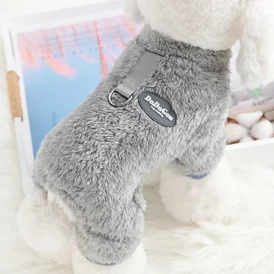 Winter Dog Jumpsuit Warm Flannel Outfit for Small Pets