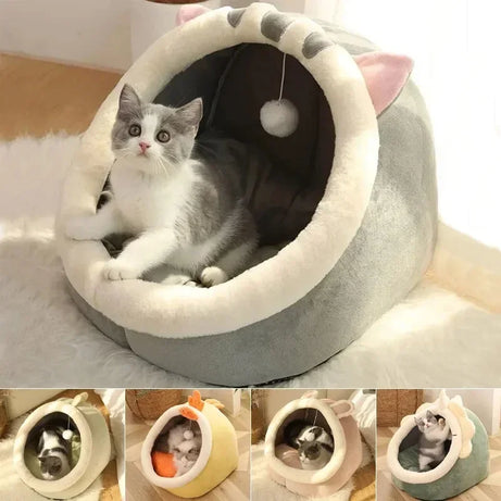 Cozy Cat Bed House Nest Cushion Tent Pet Sleeping Cave Basket
