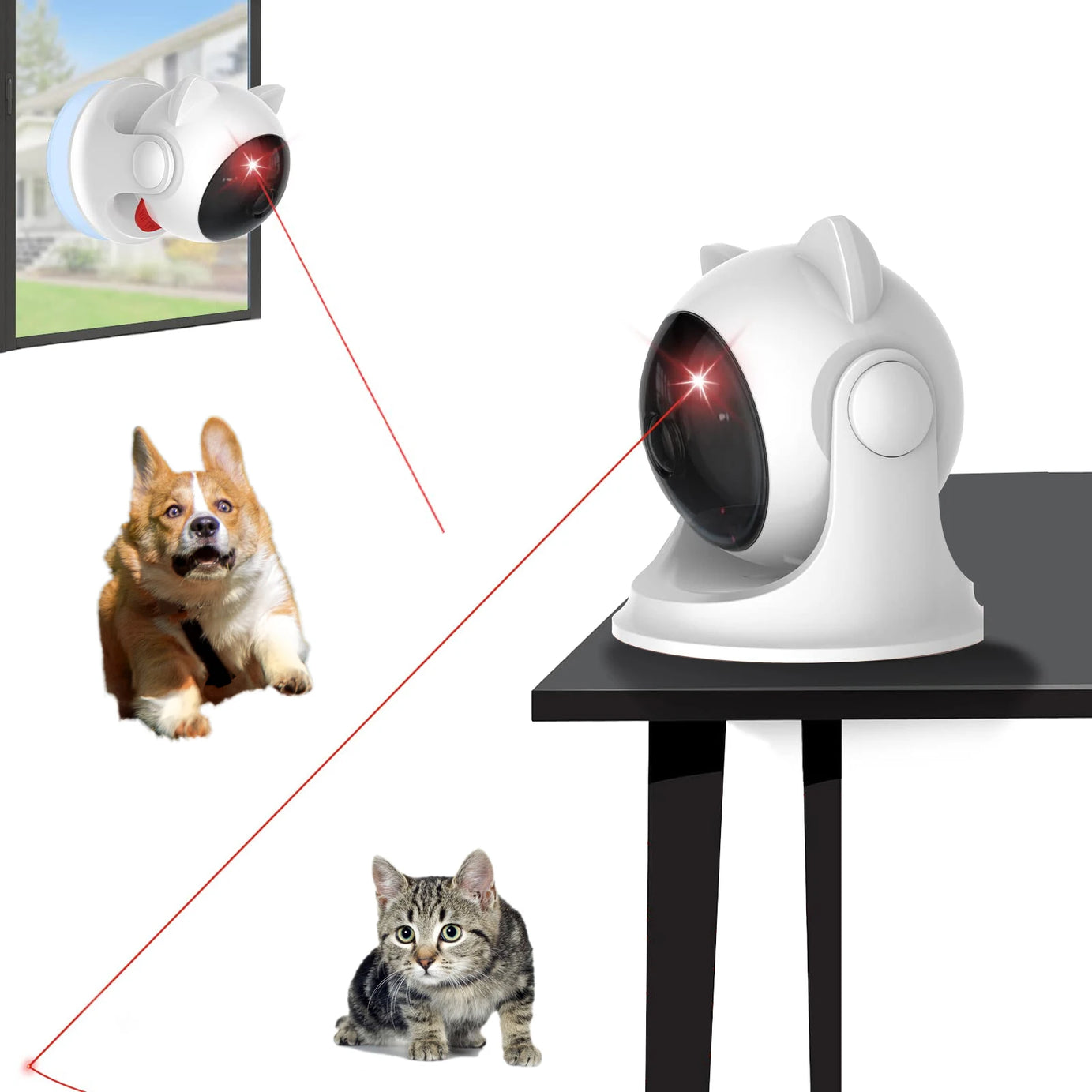 Automatic Rechargeable Cat Laser Toy, Random Motion, 2 Modes