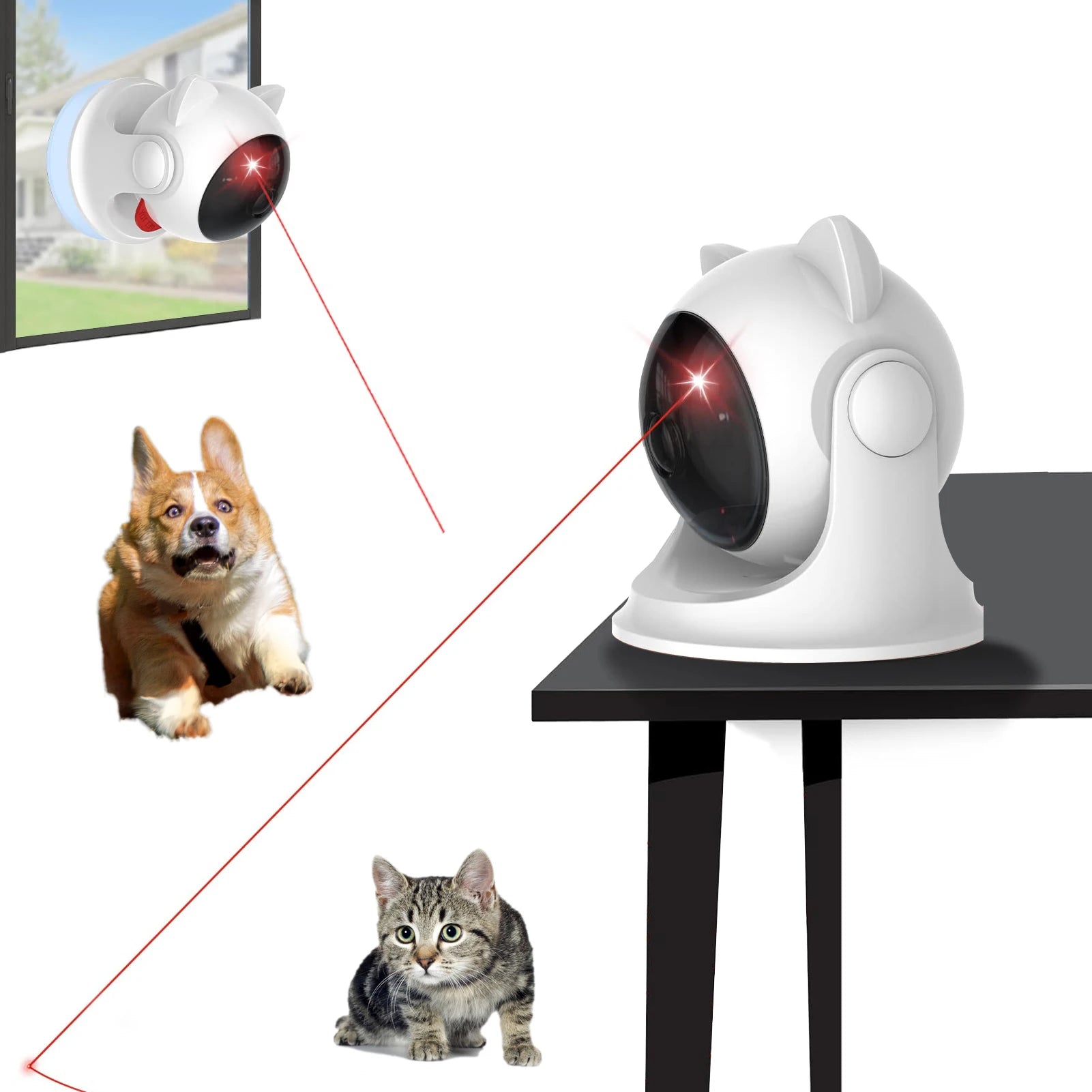 Automatic Rechargeable Cat Laser Toy, Random Motion, 2 Modes
