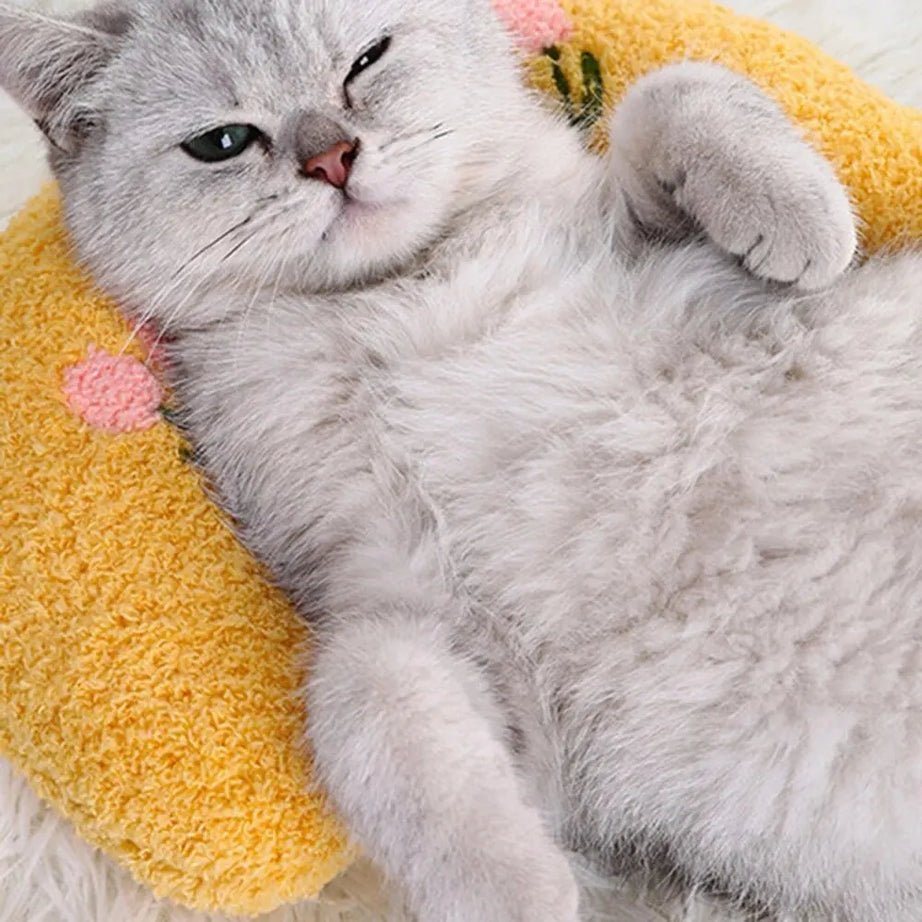 Soft Fluffy Cat Pillow, Half Donut Cuddler for Sleep
