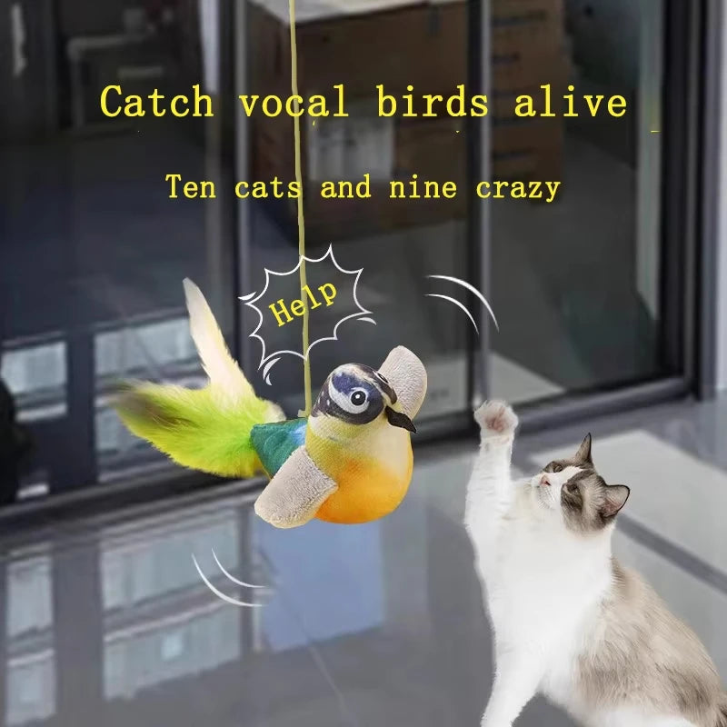 Interactive Cat Toy with Bird Sound & Catnip for Kittens