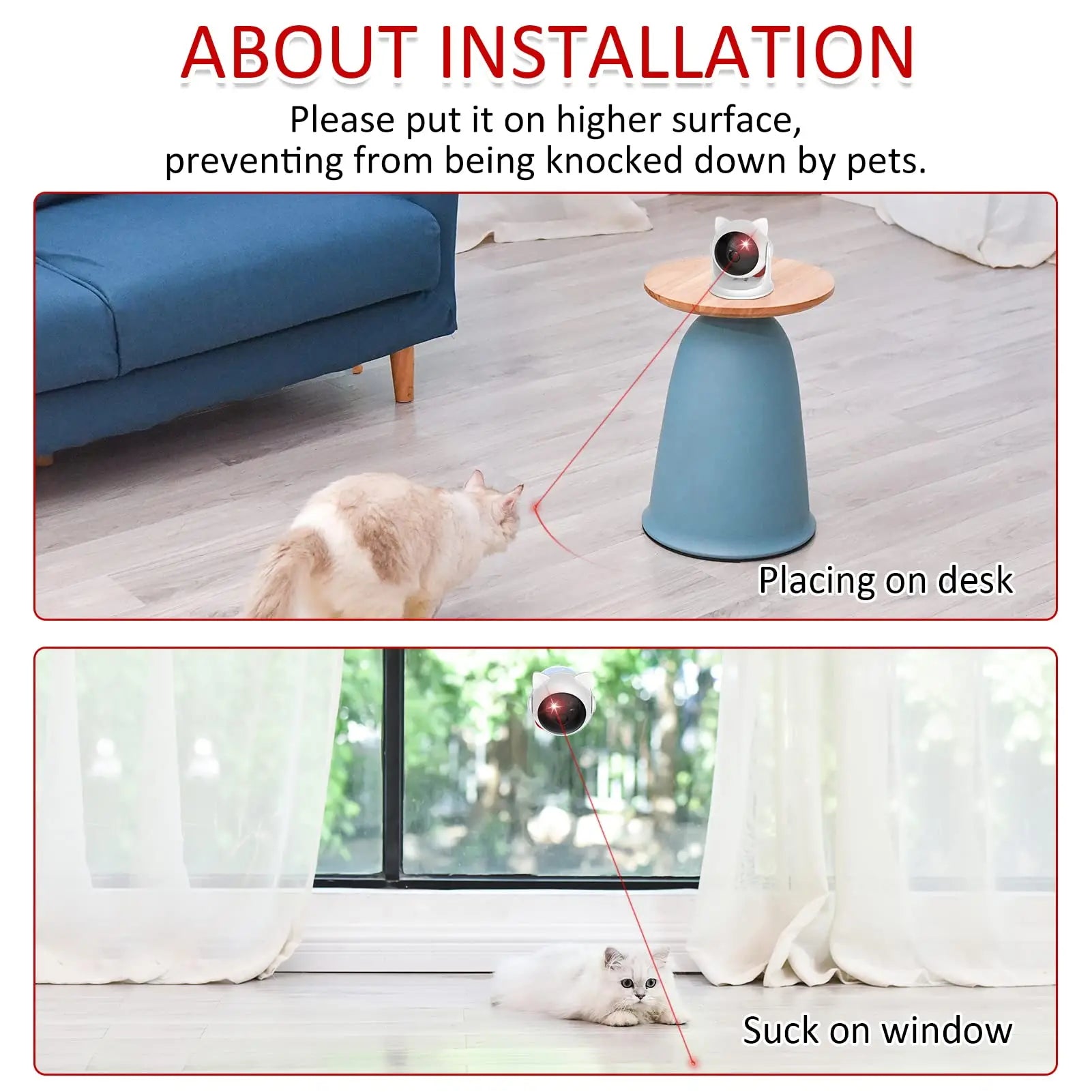 Automatic Rechargeable Cat Laser Toy, Random Motion, 2 Modes