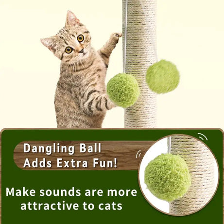Funny Cat Toy Sisal Scratcher Climbing Post & Balls