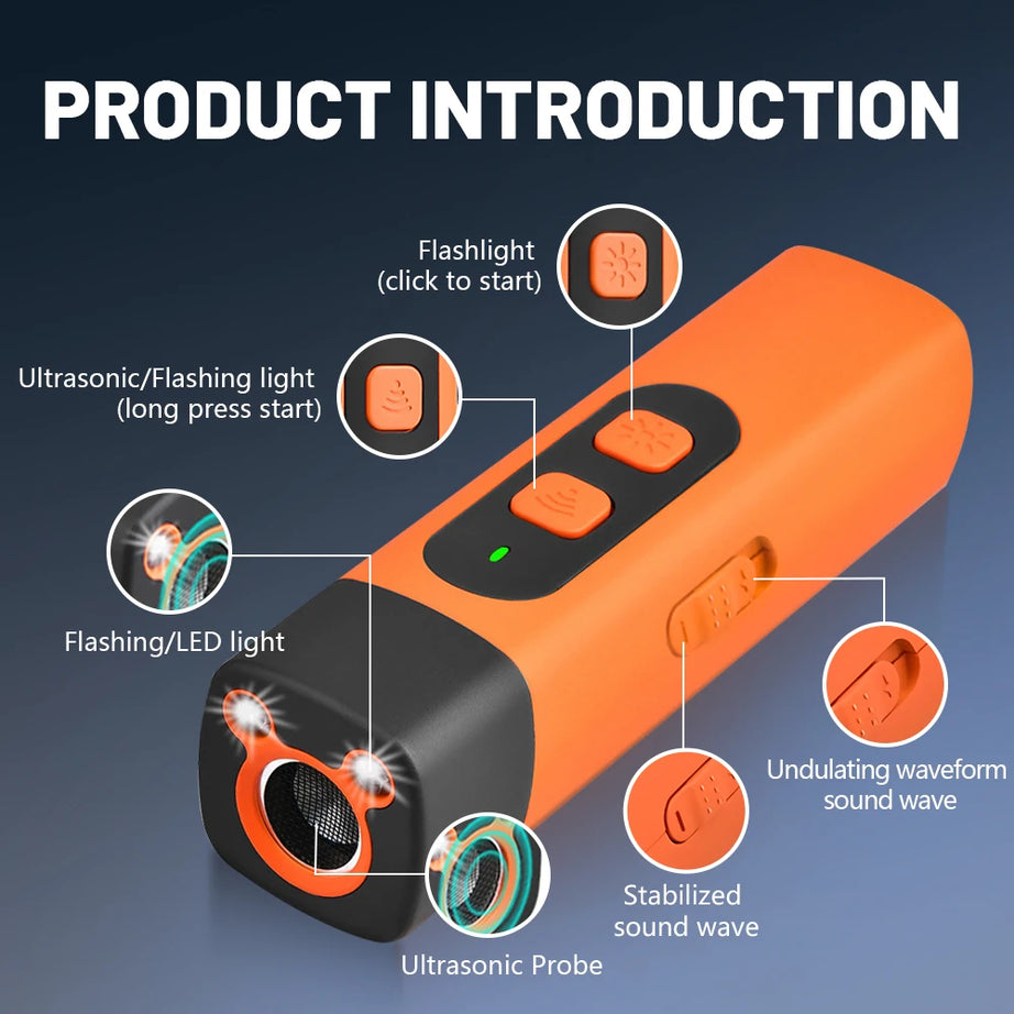 Rechargeable Dog Bark Deterrent | 25Khz Sonic Repeller | 50Ft