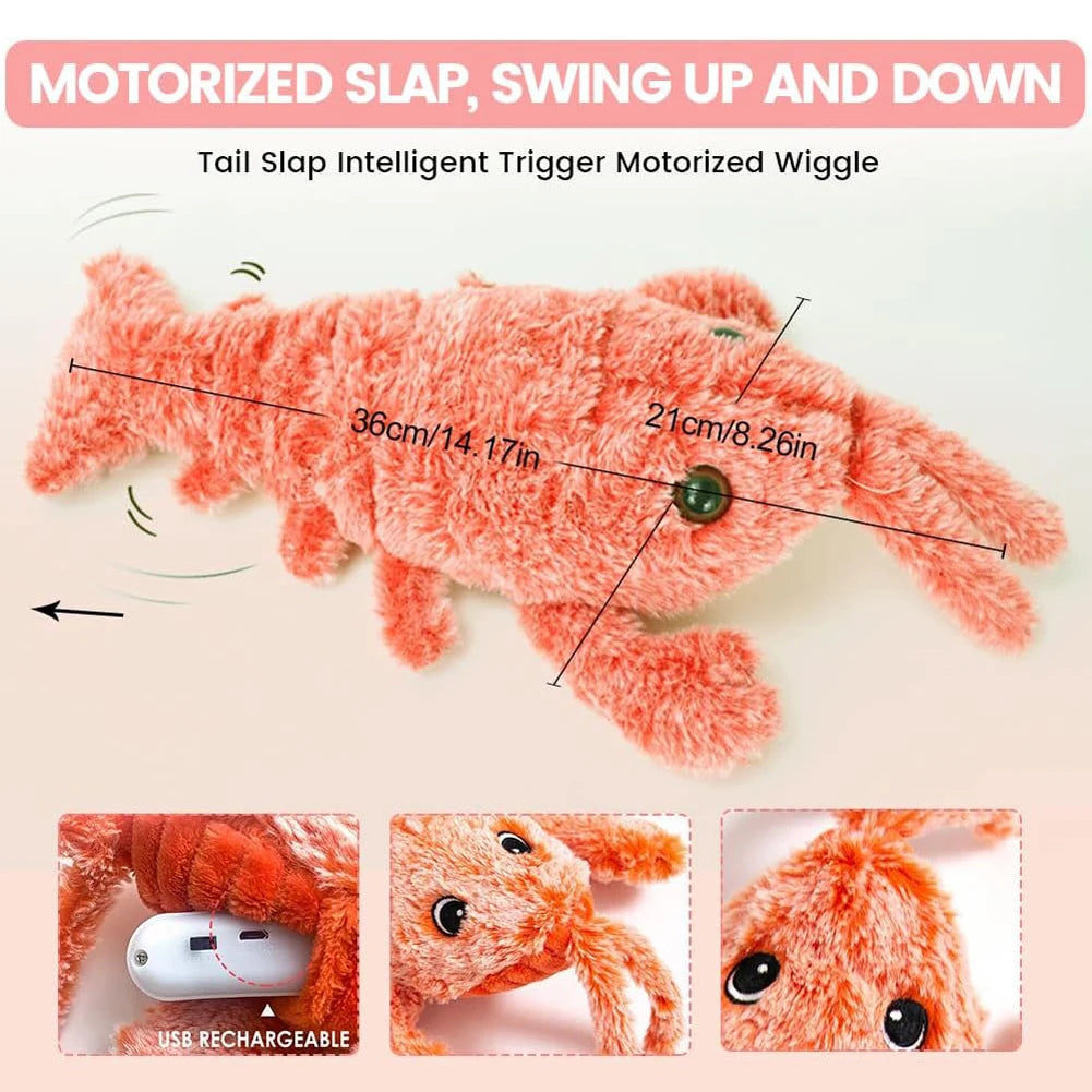 USB Jumping Lobster Cat Toy – Plush, Electric, Rechargeable