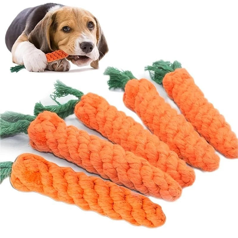 1Pc Carrot Shape Cotton Rope Toy for Dogs & Cats, Indoor Chew