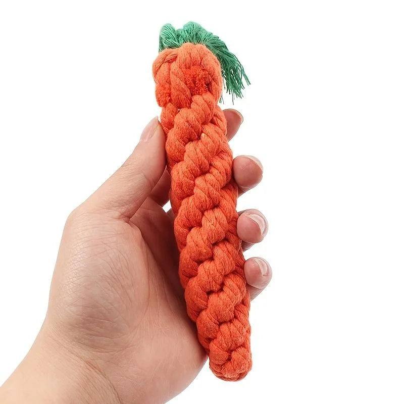 1Pc Carrot Shape Cotton Rope Toy for Dogs & Cats, Indoor Chew
