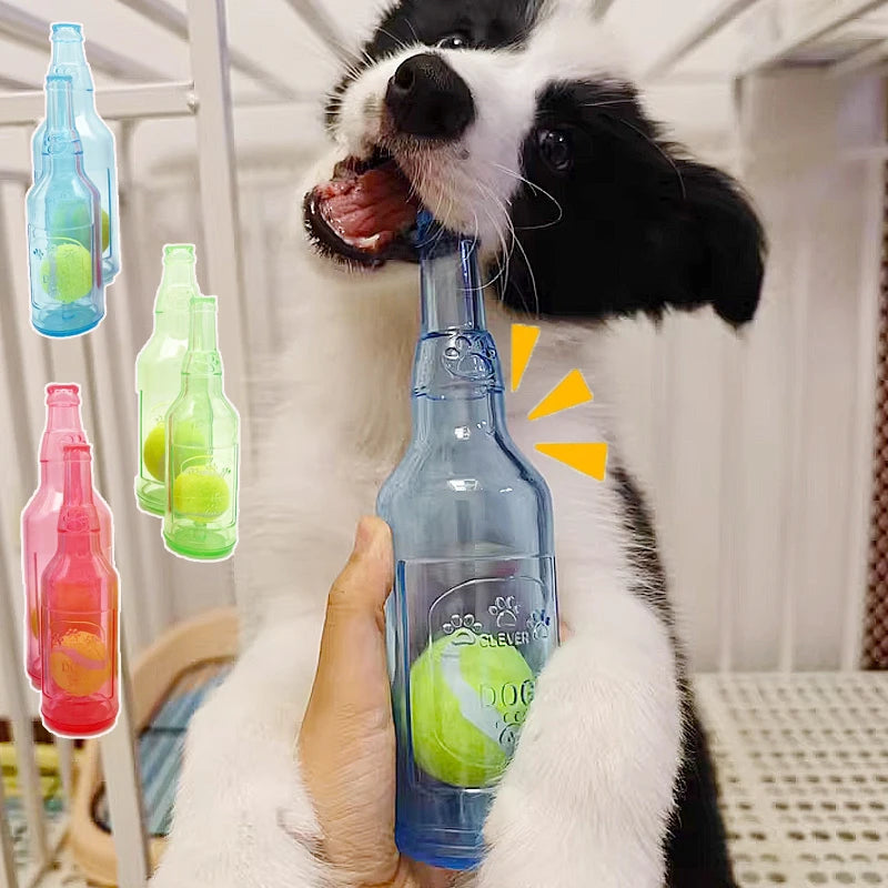 Pet Chew Toy TPR Bite-Resistant Beer Bottle with Tennis Ball