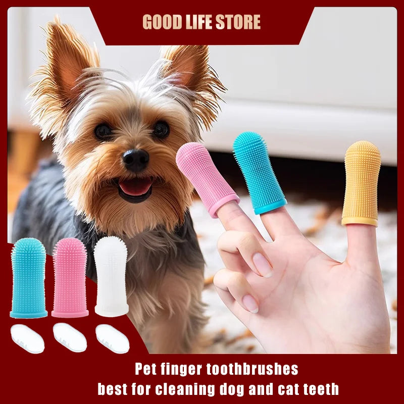 3/1Pcs Pet Finger Toothbrush for Cats & Small Dogs Teeth