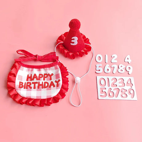 Pet Birthday Hat & Bib Set – Cute Costume for Cats & Dogs
