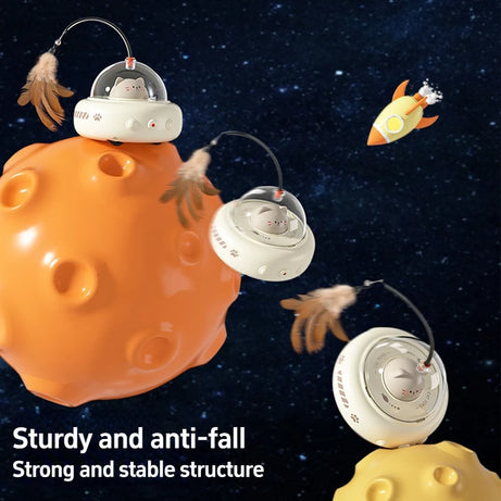 Smart Electric UFO Cat Teaser Toy w/ Bell & Feather