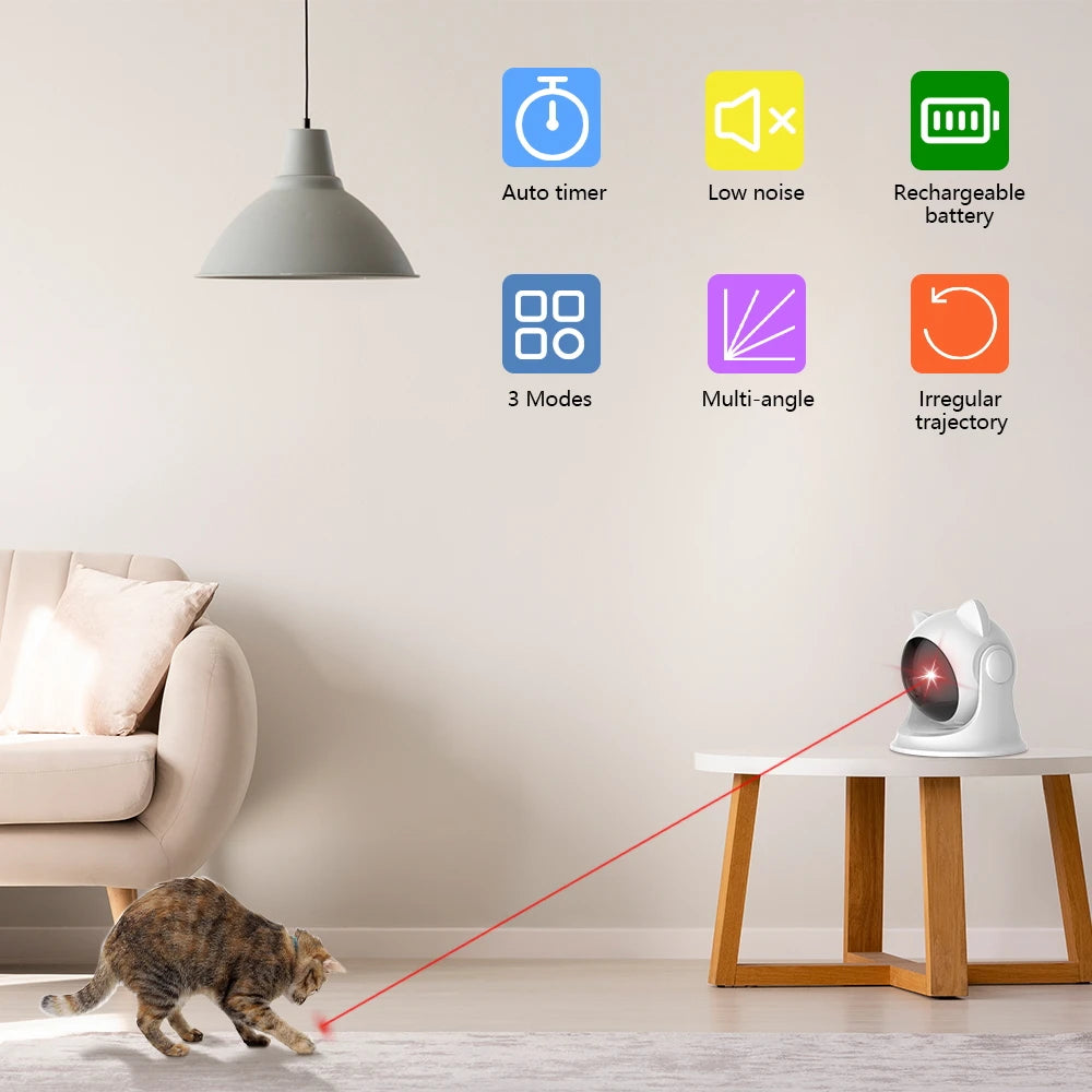 Automatic Rechargeable Cat Laser Toy, Random Motion, 2 Modes