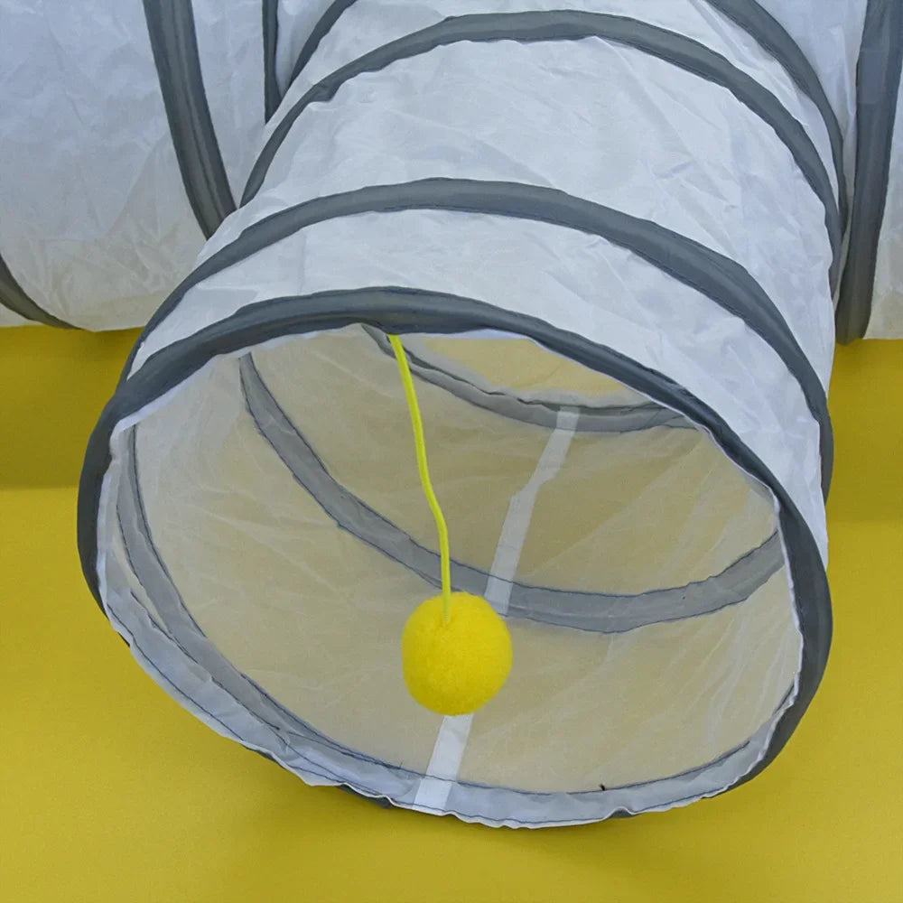 White Cat Tunnel Toy - Interactive Dragon Playground for Cats