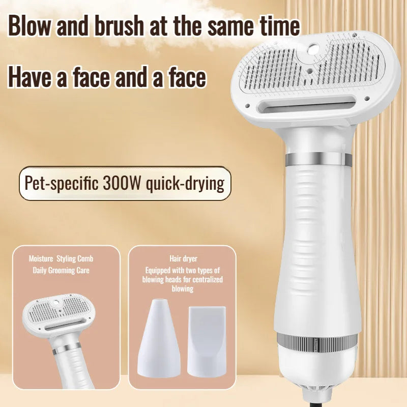 Quiet Pet Dog Dryer & Grooming Kit: Low Noise Hair Blower & Comb for Cats & Puppies