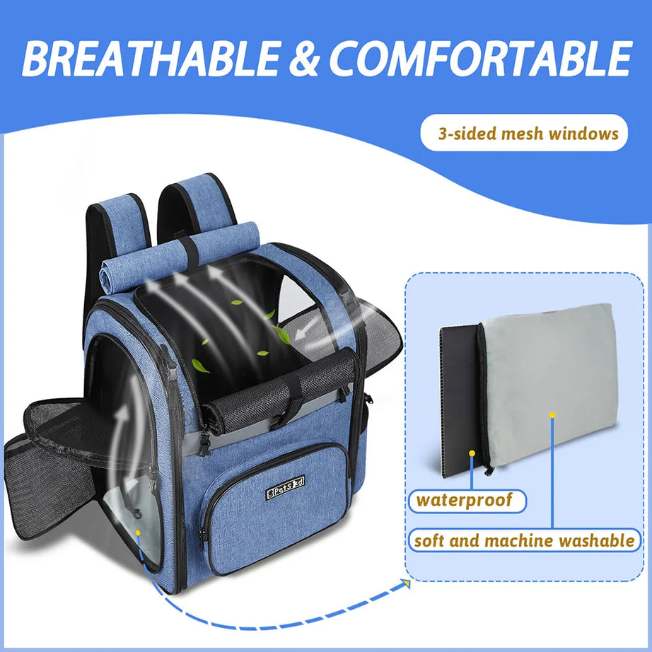 Double Shoulder Dog Carrier Backpack – Sturdy, Breathable, and Foldable