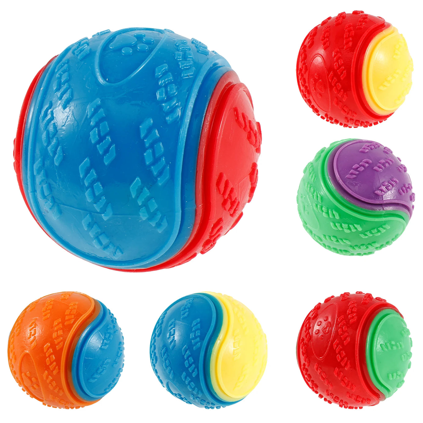 6Pcs Squeaky Dog Chew Toys, TPR Teeth-Cleaning Balls
