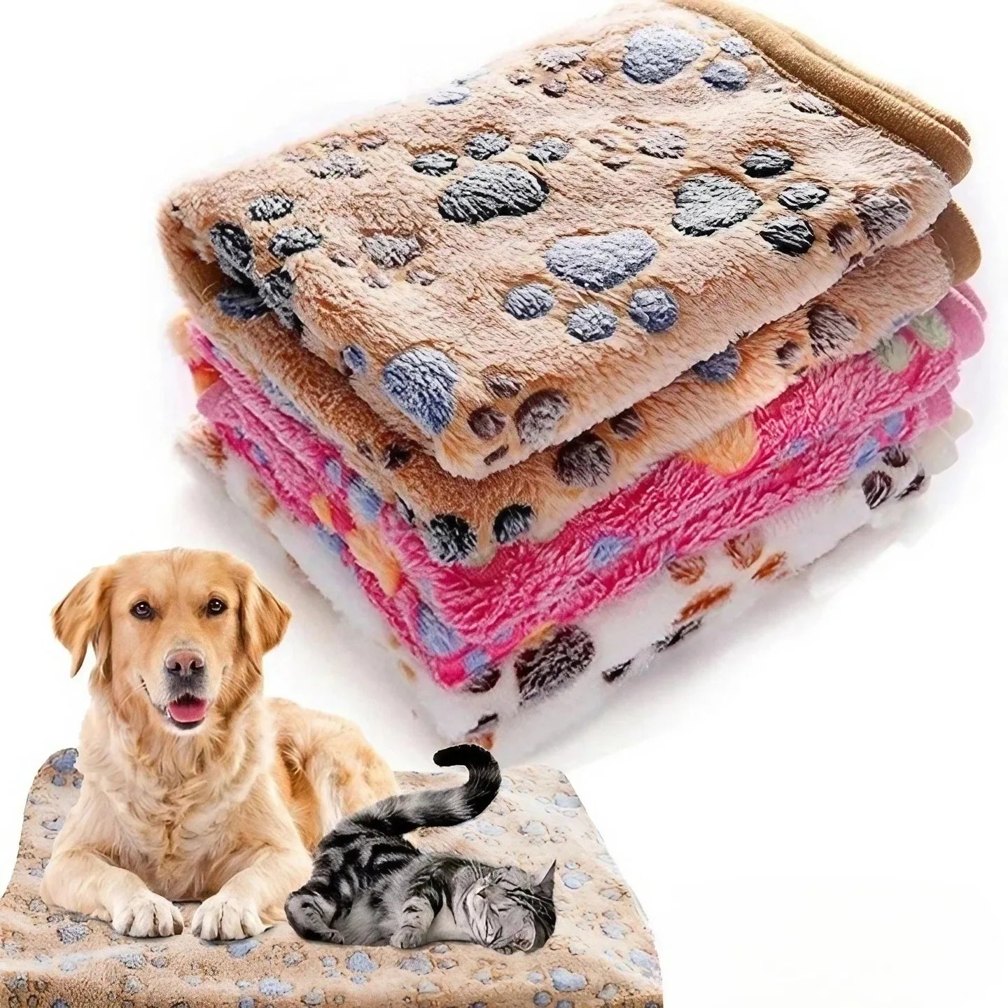 Soft Cartoon Pet Blanket – Warm, Fluffy & Cozy Mat
