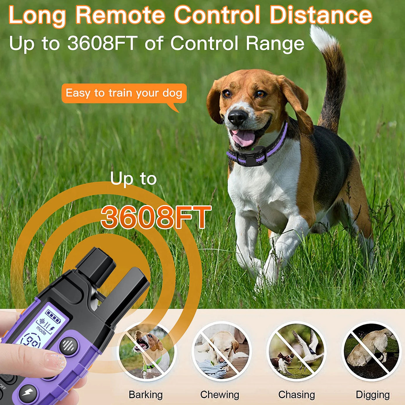 3300FT Electric Dog Training Collar - Remote Control & Waterproof