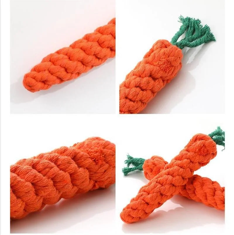 1Pc Carrot Shape Cotton Rope Toy for Dogs & Cats, Indoor Chew