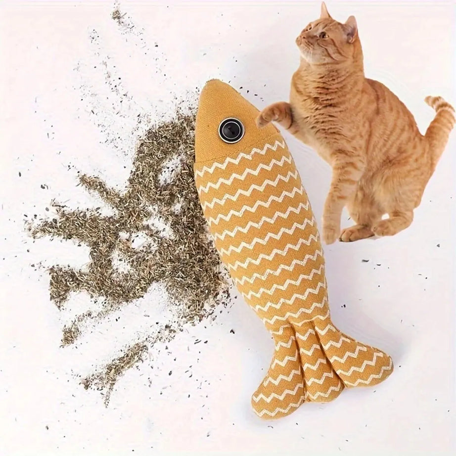 Cat Chew Toy – Linen Fish Pillow, Pet Training Simulation