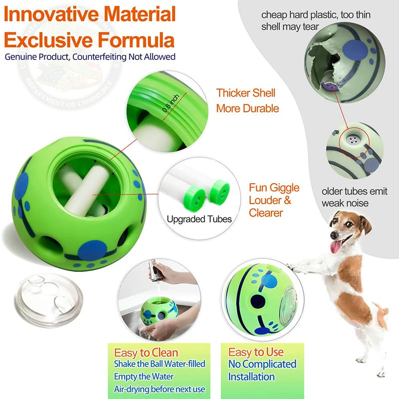 Interactive Food Dispensing Dog Toy Giggle Ball for Treats & Play