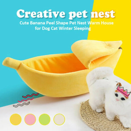 Cozy Banana Cat Bed – Cute, Warm, Durable & Portable Pet House