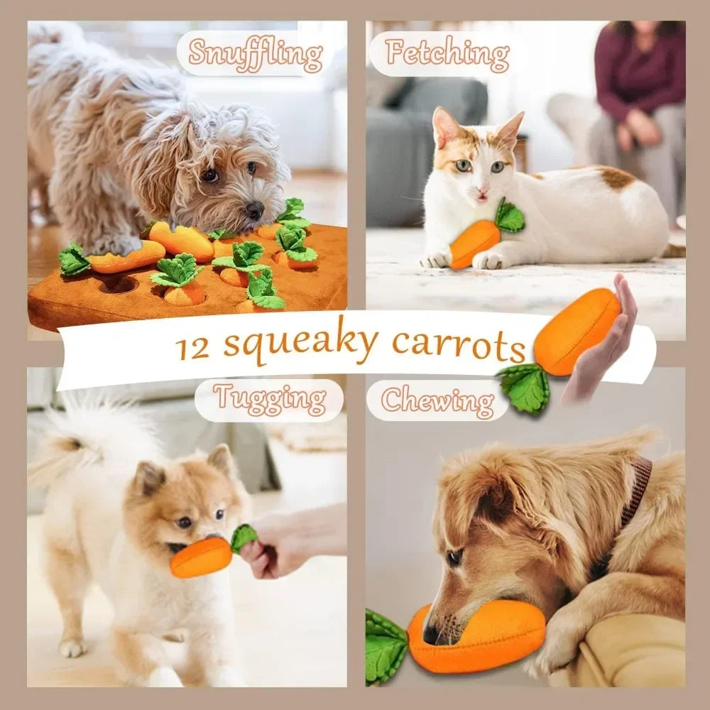 Carrot Plush Pet Vegetable Chew Toy